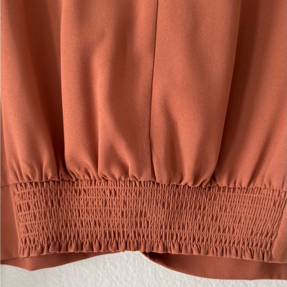 Nine West Rust Orange Long Sleeve Semi Sheer Tie Front Blouse - Picture 10 of 11